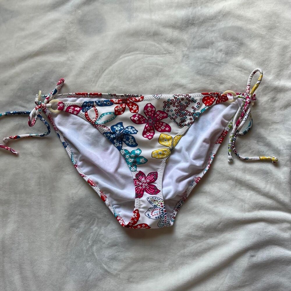 American Eagle Outfitters white multicoloured flower tie bikini bottoms size XL